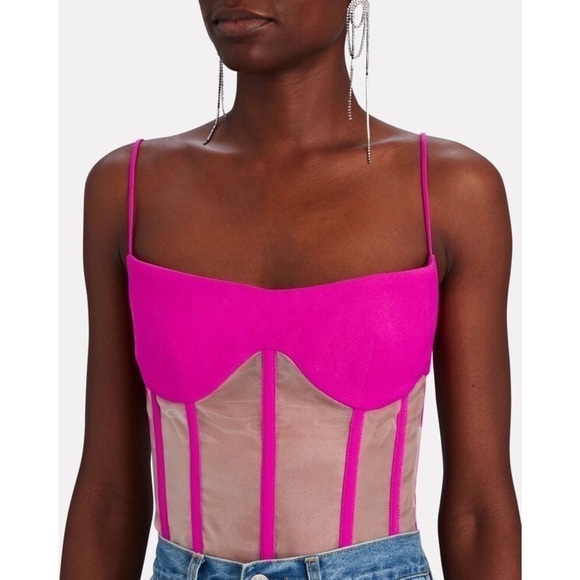 Rozie Corsets Tops - ROZIE CORSETS Crepe & Tulle Corset Fuchsia Pink FR 36 XS